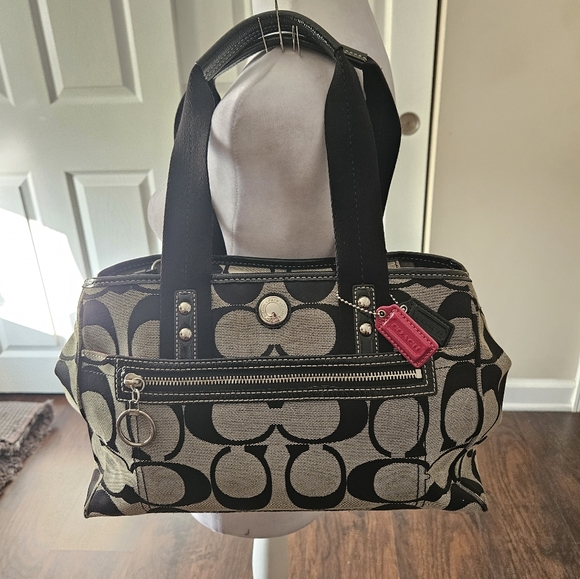 COACH AUTHENTIC BAG F14878 DAISY SIGNATURE CANVAS LEATHER TRIM B PREOWNED - Picture 4 of 15